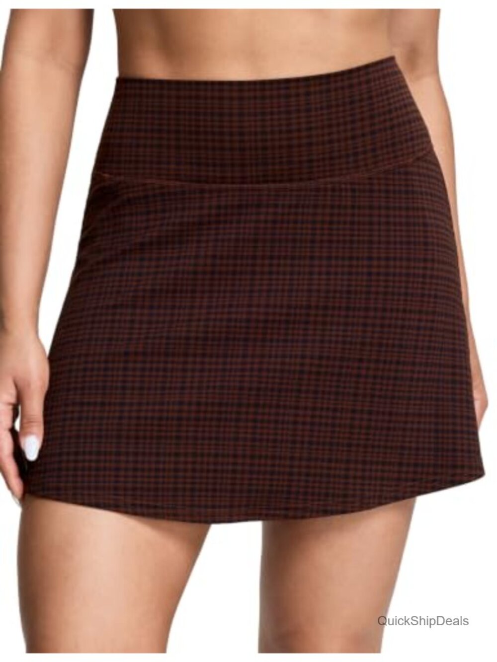 Tennis Skort High Rise Skirt 15" Built-in 4" Shorts Pockets Nylon Lycra
